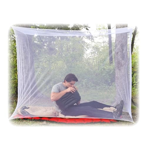 Coghlan's Rectangular Mosquito Net – Lightweight Mesh Canopy for Camping, Travel, and Outdoor Use – Includes Tie Loops, Carry Bag, Twine, Hooks, Anchors, Nails – White, 78' x 32' x 59'