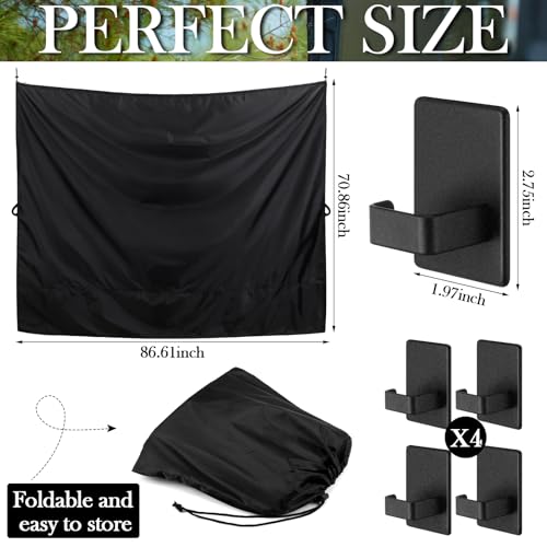 Image of Fanfanwin 7x6 ft Black Large Van Curtains Camper Car Rear Door Shower Curtains with Magnetic Hooks Adjustable Outdoor Shower Double Layer Changing Car Cover Truck Travelling