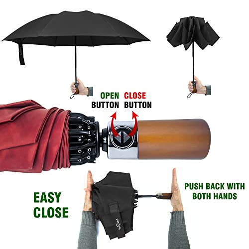 Image of Automatic Open Close Compact Travel Umbrella with Wind Vent Umbrella big size Lightweight Windproof Folding for men Women