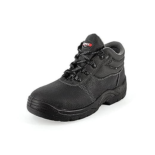 Zapatos de trabajo de hombre GU0461 Botas de seguridad de piel sintética con suela antideslizante, punta reforzada de acero Negro Size: 44 EU