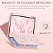 Harvopu Compatible for iPad Air 11-inch/Air 5th 4th Generation Case with Keyboard - Backlit Detachable, Folio Cover with Pencil Holder for iPad Air 11 Inch M3/M2, Air 5/ Air 4 (Floral Pink)