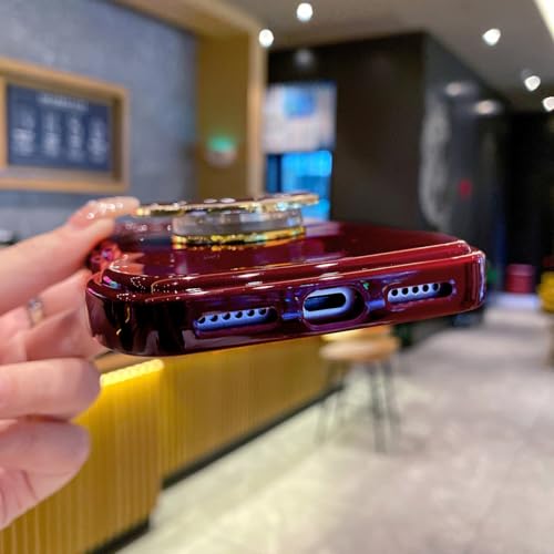 for iPhone 14 Plus Cute Case, Simple Wave Frame Curly Shape Shockproof Protective Cover with Stand, Wine Red Luxury Bumper Love Heart Holder Kickstand Soft Silicone Phone Case for Women Girls by Sutpstmt - Used condition - Image 6