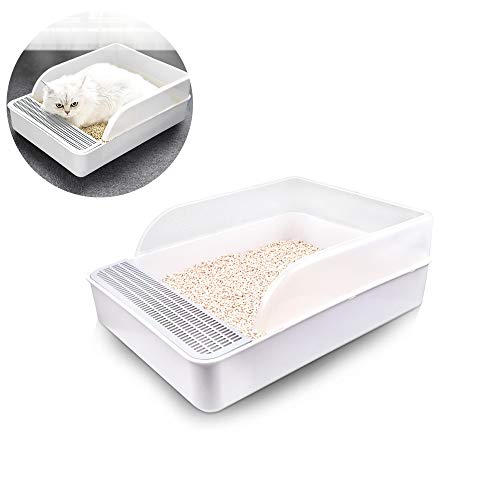 BZZBZZ Semi-Enclosed Litter Box, Anti-Splashing Cat Toilet Cat Litter Tray, Large-Capacity Cat House