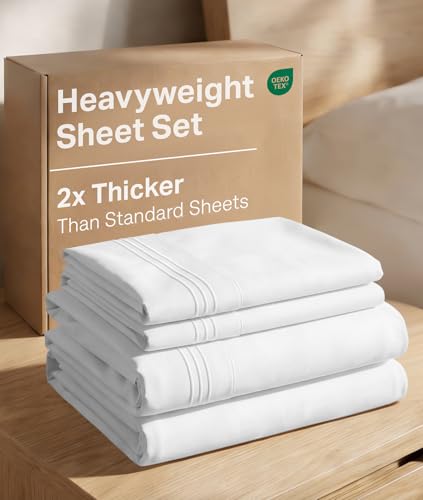 CGK Unlimited Extra Thick Cal King 4-Piece Embroidery Sheet Set (White)