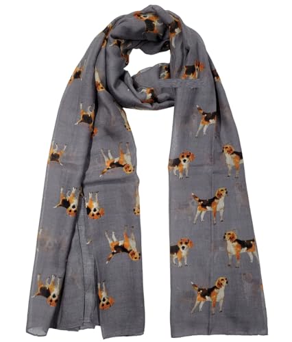 GFM Womens Beagle Dogs Print Scarf- Grey - (FS-BG-012-A-BH)