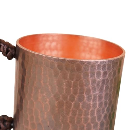 Taza de agua de cobre puro estilo Masrapa con asa para café 3