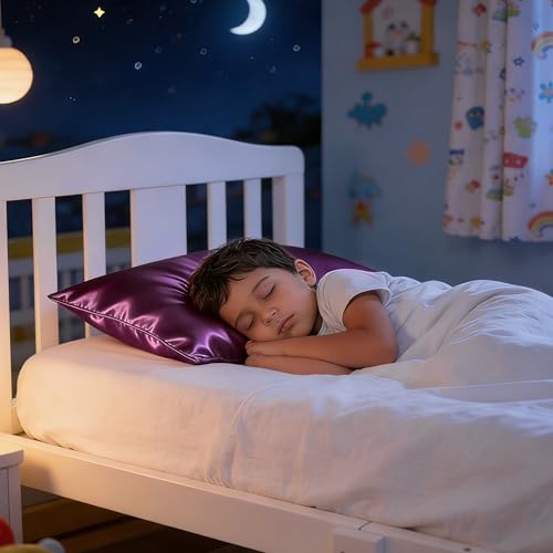 Image of NTBAY 2 Pack Pillows with Stain Pillowcases, Soft Cotton Down Alternative 14x20 Envelope Pillows for Sleeping in Crib Bed - Machine Washable - Breathable Travel Pillow, Purple