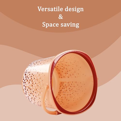 Image of Kuber Industries Pack of 3 Water Bucket for Washing Clothes with Handle | 24 Litres Bathing Balti for Bathroom | Water Storage Container - Essential for Household Chores | Tined- Brown