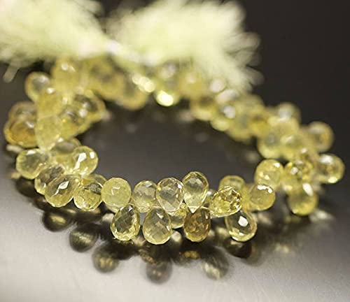 Quartz citron facetté perles de briolette en goutte pour création bijoux