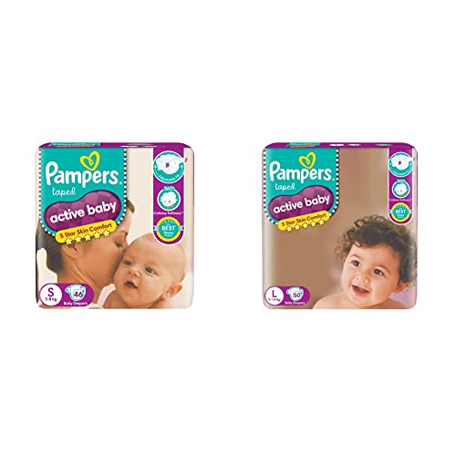 Image of Pampers Active Baby Diapers, Small, 46 Count & Pampers Active Baby Diapers, Large, 50 Count