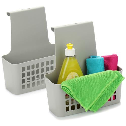 com-four® 2X Hängekorb, robuste Aufbewahrungsbox aus Kunststoff – Ansicht 1