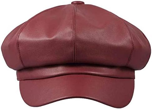 Women Newsboy Hats,8 Panel Ivy Beret PU Leather Cabbie Cap - Image 2