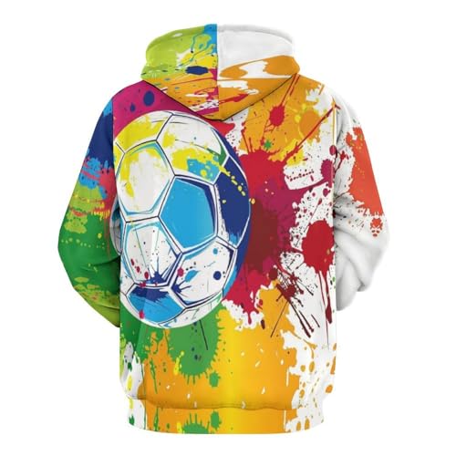 Sweat à capuche homme imprimé match de football, pull de sport manches longues