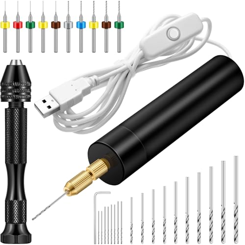 Image of Electric Hand Drill Set for Resin Casting Mold, Electric Drill with 8 Drill Bits (0.8-1.2 Mm), Pin Vise Hand Drill with 10 Mini Drills (0.8-3.0 Mm), 10 PCB Twist Drills (0.3-1.2 Mm), Screwdriver