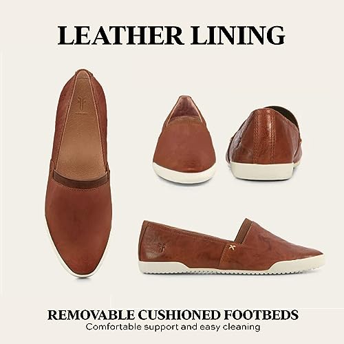 Image of Frye Melanie Slip On Shoes for Women Crafted from Premium Leather with Rubber Toe Bumpers and Soles, Leather Lining, and Removable Footbeds - 1 inch Outsole