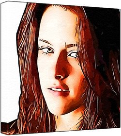 Kristen Stewart - Pop Art Print (Multicolour; White Background) 50 x 50 x 2.5 cm Large Square Deep Box Canvas