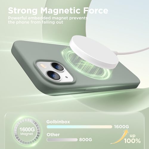 Image of GolbinBox Magnetic for iPhone 13 /14 Case, Silicone Cover, Calke Green