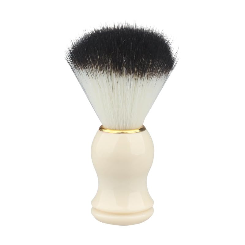 Brocha de afeitar para hombre con elegante mango de madera, herramienta de afeitado húmedo para el hogar y peluquería (blanco)