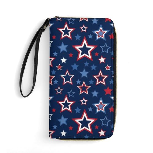 SPEPDEEC Fashion Printed Funny American Flag Leather Wallet for Men, High Capacity, Multiple Card Slots, Portable Rope