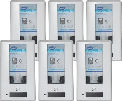 Image of Diversey IntelliCare Hybrid Hand Hygiene Dispenser, White, 6 Pack | Foam and Liquid Compatible, Large Sight Window, Dual Dosage Settings, ADA Compliant, Battery Assisted