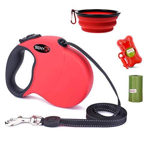 SENYEPETS Retractable Dog leashes pet leashes Supports Dogs up to 100 pounds Best Big Durable Pet Training Walking Leash (16Ft, Red Set)