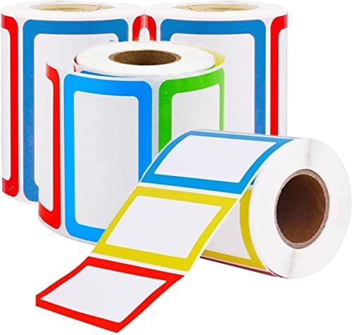 Namensaufkleber Etiketten, Namensschilder Farbige selbstklebende Etiketten geeignet für Küche, Kinderkleidung, Schule und Büro, 89 x 57 mm(4 Rolle/800 Aufkleber) Cover
