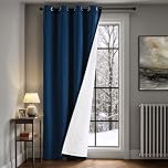 Navy Blue Velvet Thermal Door Curtains for Winter Heavy Duty, Double-Layer Velvet Quilted Curtains Lined Curtain for Living Room Front Door Doorway,Blackout Thermal Insulated Draft Curtain Doors