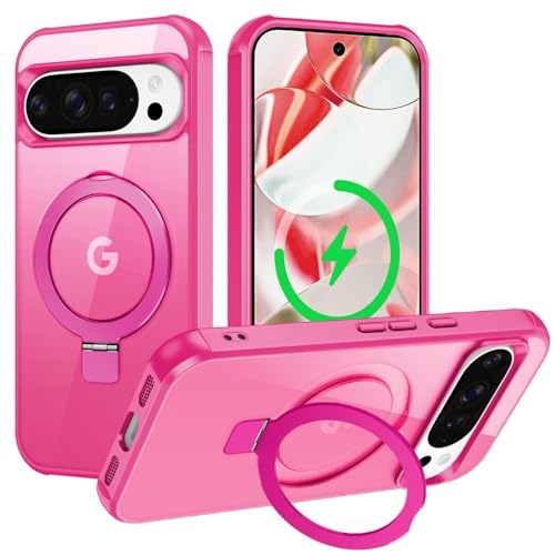 Coque de protection Google Pixel 10A rigide rose avec anneau arrière