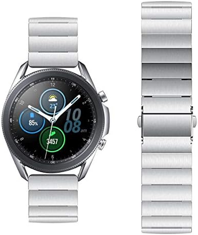 KARTICE Bands Compatible with Samsung Galaxy Watch 3 45mm Bands, 22mm Solid Stainless Steel Metal Replacement Strap for Galaxy Watch 46mm SM-R800 (Silver)