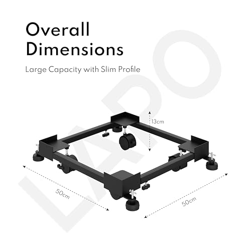Image of LAPO Heavy-Duty Adjustable Washing Machine Stand-Trolley with Wheels for Home, Strong Metal Body for Washing Machine, Single /Double Door Fridge - Air Cooler,3 Years Warranty- Black (Pack of 1)