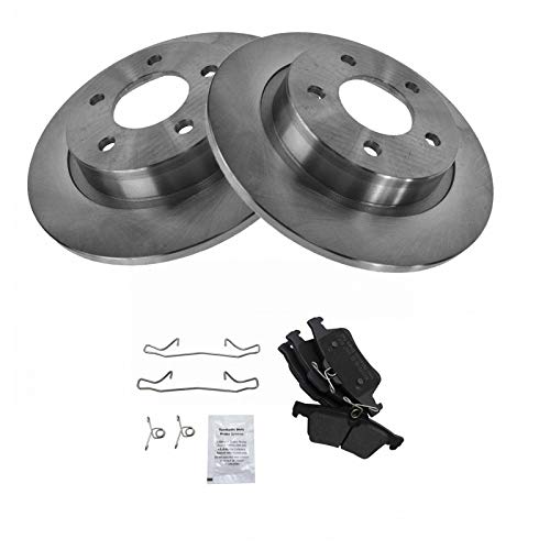 Image of TRQ Rear Brake Pad and Rotor Set Semi Metallic Solid Rotors | For 2006-2013 Mazda 3 2.3L
