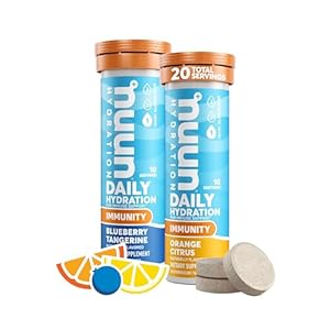 Nuun Hydration Immunity Electrolyte Tablets With 200mg Vitamin C, Blueberry Tangerine and Orange Citrus Flavors, 2 Pack (20 Servings)
