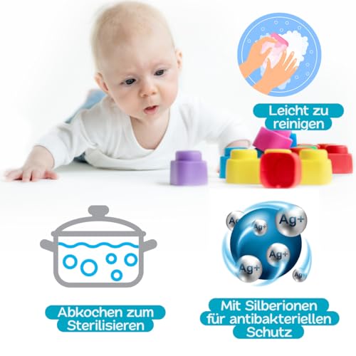GERARDO'S Motorikspielzeug Bunte Weiche Bausteine zum Stapeln und Türme Bauen - Bauklötze für 6 Monate Oder Mehr, für Kreativität und Spielerisches Lernen, BPA-FREI (Blocks, 10, Stück)