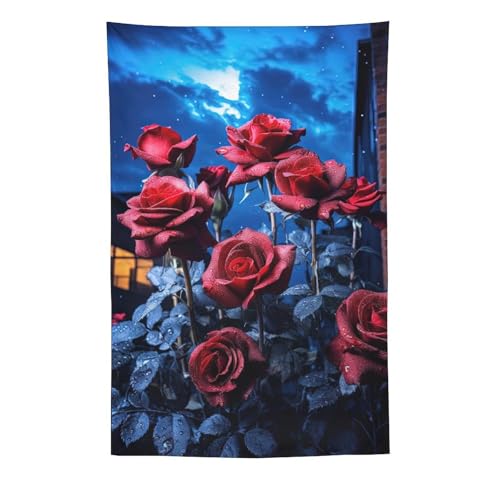 DELIBEST Arazzo ibrido con rose tea rose, arazzo da appendere alla parete, decorazione estetica da parete per camera da letto, soggiorno, dormitorio, 152,4 x 228,6 cm