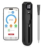 Dreamhigh® Thermomètre Cuisine Sans Fil, Thermomètre à Viande avec App, Précision de ±0,1 °C, portée de 150 M, Surveillance par Application avec Minuterie et Alarme, Idéal pour Four, Grill