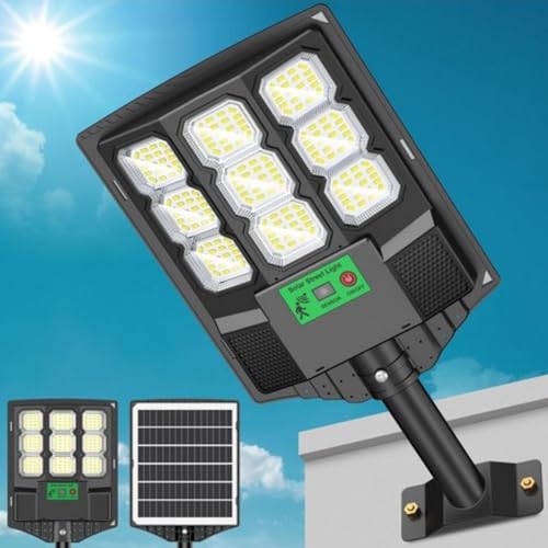 Image of LITVERSE Solar Street Light with Motion Sensor, 144 LED, 60W, 6000K, Dusk to Dawn, Waterproof with Remote Control, ABS Body with Steel Stand, for Outdoor Garden Yard Parking, Pack of 1