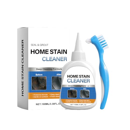 Eliminación De Manchas Domésticas De Gel,Gel Eliminador de Manchas de,Limpiador de Cocina para el Hogar,Gel Removedor con Cepillo Limpiador para Limpiar la Lechada,Refrigerador,Ventanas,Baño, Manchas