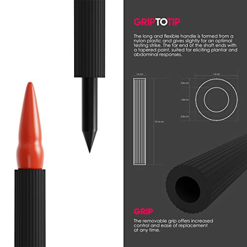 MDF Instruments Queen Square Neurologische Reflexhammer mit Spitze für oberflächliche Antworten - Schwarz (MDF545-11)