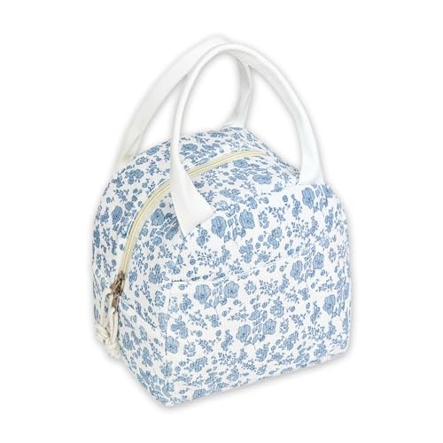 Image of Lunch Box for Women, Reusable Insulated Lunch Box Floral Tote Bags Corduroy Totes for Women Office Work Travel Picnic