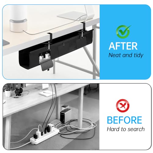 Image of Cable Management Under Desk Cable Management Tray, Cord Organizer & Cable Organizer - No Drill Installation for Home Office & Workstation