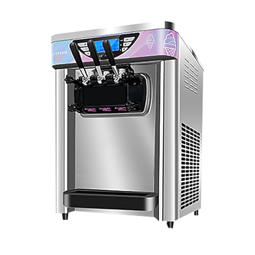 Image of Three-Head Countertop Soft Serve Ice Cream Machine | Stainless Steel Commercial Ice Cream Maker | Single-Control Triple Flavor Ice Cream Machine