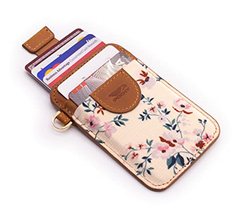 POCKT Slim Card Holder Wallet + Wrist Lanyard for Keys Bundle for Women | Bloom4
