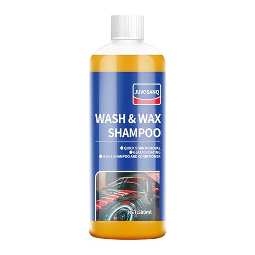 JUVOSANQ Wash & Wax Shampoo, 2-in-1 Car Shampoo and Conditioner, Quick Stain Removal, Glazed Coating, 500ml