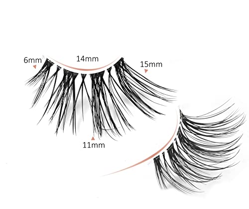 Onlyall Half Lashes Natural Look 3/4 False Eyelashes Wispy Cateye Lash Clear Band Eyelash 3D Faux Mink Fake 7 works C03-Corner - Image 2