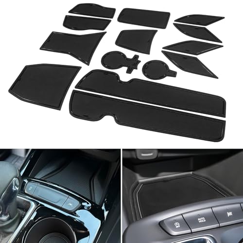 for 2024 2025 2026 Chevy Trax Accessories - for 2024 2025 2026 Chevrolet Trax (LS,1RS,LT,2RS,ACTIV) Cup Holder Inserts Door Slot Mat Compartment Center Console Liners (14 Pcs, Black Trim)
