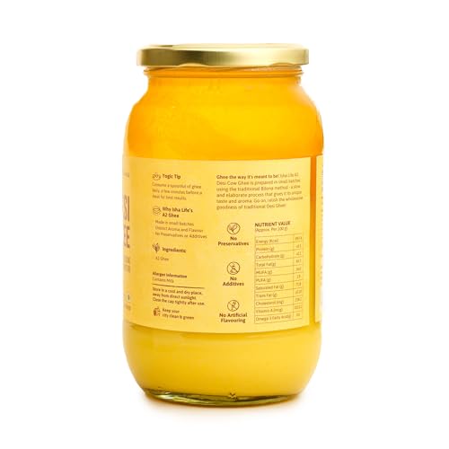 Image of Isha Life Pure A2 Desi Cow Ghee I Traditional Curd Churned I Grass-Fed & Free-Grazing Cows I Bilona Ghee | 1 Litre
