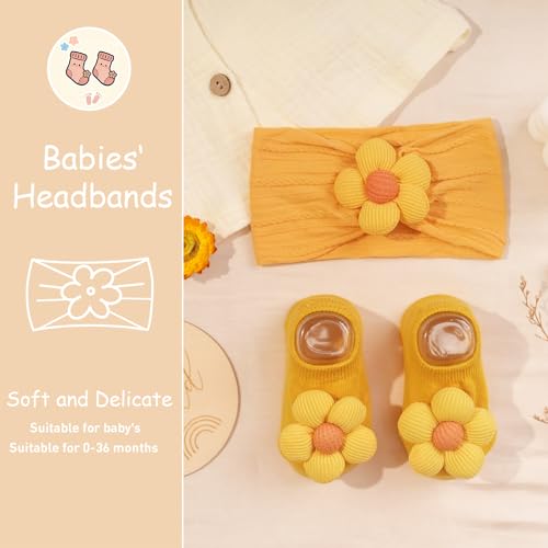 CÉLLOT Baby Flower Headband and Socks Set for Toddler Newborn Infant Girl