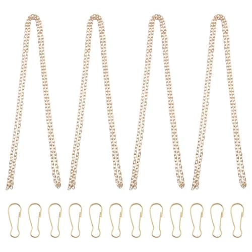 Image of Picture Hanging Kit with 4Pcs 1M Picture Hanging Chains & 12Pcs Hooks, Heavy Duty Metal Display Chain for Photo Frames Artworks Mirror(Gold)
