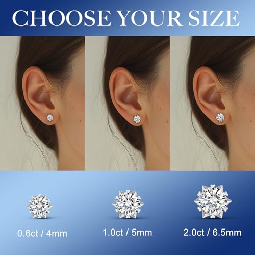 Moissanite Stud Earrings for Women and Men Snowflake 925 Sterling Silver D Color VVS1 18k Gold Plated Earrings 0.6-2ct Earrings Moissanite Jewerly3
