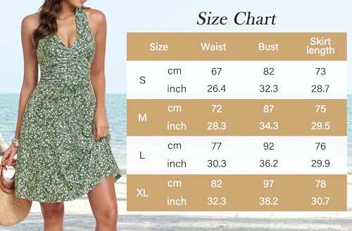 Timuspo Women Dresses Elegant with Ruffles Halter Neck Sleeveless Ladies Summer Dress Lässig Green L - Image 6